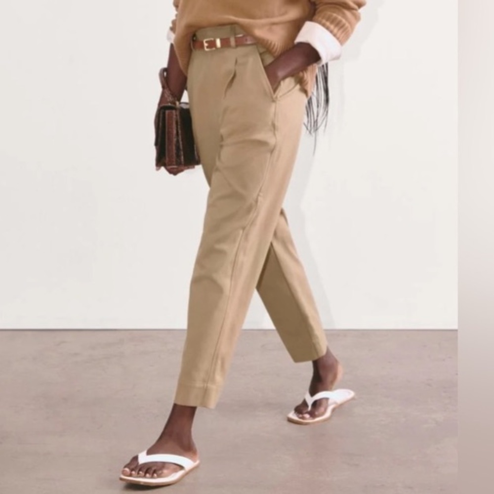 Everlane The Draper TENCEL Way-High Taper Pant in Buttersmooth Tan Trousers